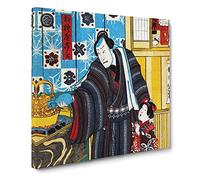 Father with Child by Utagawa Kunisada Asian Japanese Canvas Wall Art Print Ready to Hang, Framed Picture for Living Room Bedroom Home Office Décor, 20x20 Inch (50x50 cm)