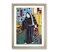 Father With Child By Utagawa Kunisada Asian Japanese Framed Print | A4 Oak Framed Wall Art | Ready to Hang | Asian Nature Picture | Living Room Bedroom Lounge Office