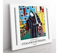 Father With Child By Utagawa Kunisada Exhibition Museum Asian Japanese Canvas Wall Art Print Ready to Hang, Framed Picture for Living Room Bedroom Home Office Décor, 50x50 cm (20x20 Inch)