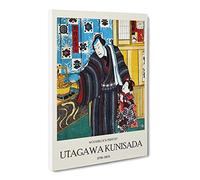 Father With Child By Utagawa Kunisada Exhibition Museum Asian Japanese Canvas Wall Art Print Ready to Hang, Framed Picture for Living Room Bedroom Home Office Décor, 24x16 Inch (60x40 cm)