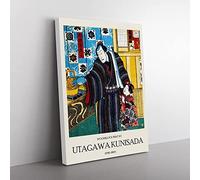 Father With Child By Utagawa Kunisada Exhibition Museum Asian Japanese Canvas Wall Art Print Ready to Hang, Framed Picture for Living Room Bedroom Home Office Décor, 50x35 cm (20x14 Inch)