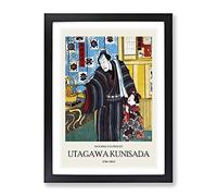 Father With Child By Utagawa Kunisada Exhibition Museum Asian Japanese Framed Print | A4 Black Framed Wall Art | Ready to Hang | Asian Nature Picture | Living Room Bedroom Lounge Office