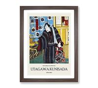 Father With Child By Utagawa Kunisada Exhibition Museum Asian Japanese Framed Wall Art Print, Ready to Hang Picture for Living Room Bedroom Home Office Décor, Walnut A4 (34 x 25 cm)