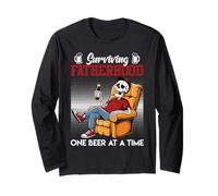 Fatherhood SURVIVING FATHERHOOD ONE BEER A TIME Dads Long Sleeve T-Shirt