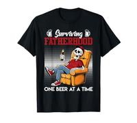 Fatherhood SURVIVING FATHERHOOD ONE BEER A TIME Dads T-Shirt