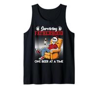Fatherhood SURVIVING FATHERHOOD ONE BEER A TIME Dads Tank Top