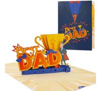 Fathers Day 3D Pop Up Card, Best Dad Theme Funny Birthday Greeting with Note & Envelope, Happy Birthday Gift for Husband Daddy Grandad