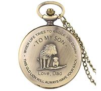 Father's Day Antique Classic To My Son Necklace Quartz Pocket Watch Father Son Sculpture Pendant Clock Steel Fob Chain Gift