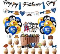 Fathers Day Balloons, Fathers Day Decorations, 32 Pcs Fathers Day Decorations Include Banner Balloons Cake Card, Ideas Banner Sign Decor Photos Background(32 pcs)