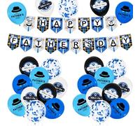 Father's Day Banner, 21 PCS Fathers Day Decorations, Happy Dad's Day Banner Fathers Day Balloon Set, Happy Father's Day Banner for Dad's Fathers Day Birthday Party Home Outdoor Decoration Supplies