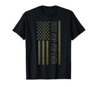 Fathers Day Best Pop-Pop Ever America Flag Grandpa Papa Pops T-Shirt