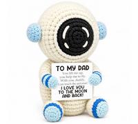 Fathers Day Birthday Gift for Dad from Daughter Son, Handcrafted Crochet Astronaut Keepsake, I Love You to the Moon and Back Space Desk Decor, Unique Retirement Present for Men Father in Law Stepdad