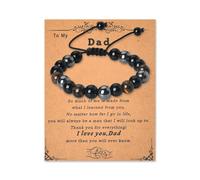 Fathers Day Birthday Gifts for Dad Daddy Black Beads Bracelet for Men Thank You Dad Father Gift from Daughter Son Best Dad Papa Ever Gifts for Bonus Dad Father In Law Gift Tiger Eye Bracelet