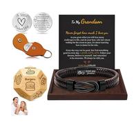 Fathers Day Bracelets Gifts for Men Who Have Everything I Love You Gifts for Him Leather Bracelets for Men Food Dice Pocket Hug Token Keyachin Date Night Decision Gift Basket for Boyfriend Husband Son