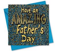 Father's Day Card. Amazing Dad Design. Card with Envelope. Gold Foiled. 150x150mm when folded.