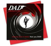 Father's Day Card. Bond Design. Card with Envelope. 150x150mm when folded.