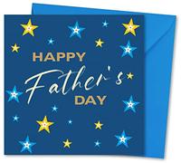 Fathers Day Card. Card for Dad. Gold & Blue Stars Design with matching Envelope. 150x150mm. Ecofriendly. Verse inside. Printed and Packed in UK.