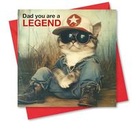 Father's Day Card. Cat Legend Design. Card with Envelope. 150x150mm when folded.