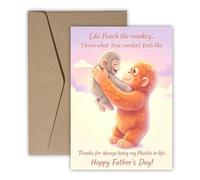 Father'S Day Card, Fathers Day Card With Warm Punch Monkey Design and Blank Message Space, Happy Fathers Day Card With Brown Envelope, Thoughtful Gift for Fathers Day Dad Celebration Family Gathering