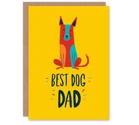 Father's Day Card for Dad Colourful Best Dog Design Greeting Card Blank Inside