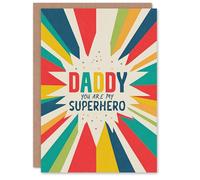 Father's Day Card for Dad Superhero Comic Style Greeting Card Blank Inside