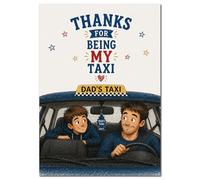 Fathers Day Card for Dad Thanks for Being My Taxi Large A4 Greeting Card with Envelope Funny Driving Card from Son Kids