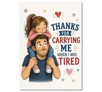 Fathers Day Card for Dad Thanks for Carrying Me When I Was Tired Large A4 Greeting Card with Envelope Cute Daughter Sentimental Card from Daughter Kids