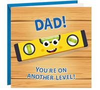 Fathers Day Card For Dad With 3D Googly Eyes Funny Another Level Pun Joke 350gsm Father's Day Cards From Son or Daughter