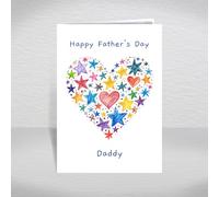 Father's Day Card for Daddy - A5 Fun, Colourful Heart Design, Kids Card from Preschool & Younger Children with a Cute Printed Verse Inside