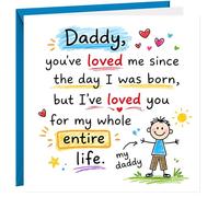 Fathers Day Card For Daddy Cute Thoughtful loving 350gsm Father's Day Cards From Young Boy Girl Son or Daughter