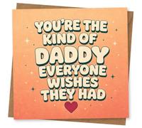 Father's Day Card for Daddy, Retro Bubble Quote & Heart | Bold cream bubble lettering on a peach ombré background says “You’re the kind of daddy everyone wishes they had”