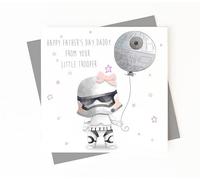 Father's Day Card for Daddy - Space, Galaxy - Little Girl Trooper - From a Daughter