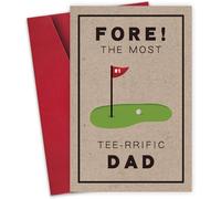 Father's Day Card for Golf Dads, Fore! The Most Tee-rrific Golf Pun Card for Dad, Birthday Card for Loving Dad
