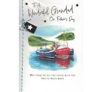 Father's Day Card for Grandad, Traditional Fishing Boats Design, Sentimental Message, 25 x 18 cm Premium Greeting Card
