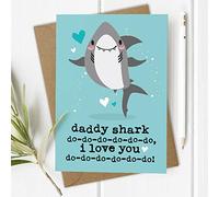 Fathers Day Card from Son or Daughter, Children, Kids, Father's Day Card Daddy, Daddy Shark Birthday Card (Outside Wording: Daddy, I Love You)