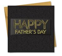 Father's Day Card. Gold and Black Design. Card with Envelope. Glossy raised text effect.150x150mm when folded.
