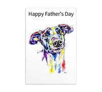 Father's Day Card Greyhound Brindle Whippet Lurcher Italian Dog Gift - CUSTOM TEXT
