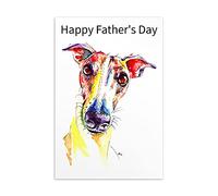 Father's Day Card Greyhound Brindle Whippet Lurcher Italian Dog Gift - CUSTOM TEXT