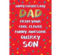 Father's Day Card, Humour Card! from Your Cool, Clever, Awesome, Funny Quirky Son - 8 x 6 inches - Piccadilly Greetings