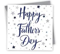 Fathers Day Card. Stars Design, Premium card with Blue foil and metallic silver. 150x150mm supplied with Envelope. Eco-friendly. Made in Britain.