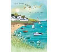 Father's Day Card, To a Great Stepdad Seaside - 9 x 6 inches - Regal Publishing