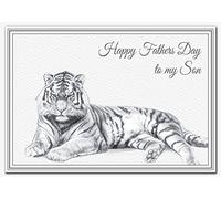 Fathers Day card to my Son - Exclusive designer Fine Art card for this special, happy day. Premium quality - Superior printing - Unique design - Exclusive Elegant Special