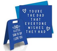 Fathers Day Card With Thoughtful Desktop Sign Father's Day Cards For Dad Step Dad Daddy From Daughter From Son With Blue Envelope
