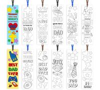 Father's Day Color Your Own Bookmarks for Kids -120Pcs Happy Father's Day DIY Coloring Bulk Blank Bookmark Classroom Art Craft Supplies for Students Sunday School Holiday Party Reward Goodie Fillers