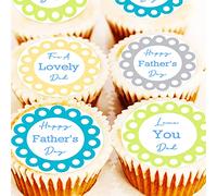 Father's Day Cupcake Toppers - Happy Father's Day Messages - Vintage Pastels mix - 24x 4cm (Edible Wafer)