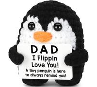 Fathers Day Dad Gifts from Daughter Son Wife, Handmade Crochet Mini Penguin Birthday Gifts for Dad Bonus Step, Funny I Love You Gift for Dads Birthday Father‘s Day Emotional Positive Small Cute Decor