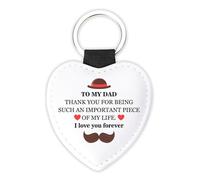 Fathers Day Dad Gifts Keychain Thank You Dad Gifts Keyring Cute Leather Keychains Papa Keyring Birthday Gifts Ideas Key Ring Fathers Day Keychain for Daddy Mens Gift, Heart Shape