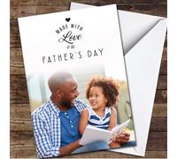 Fathers Day Dad Made With Love Photo Personalised Card - Personalised Fathers Day Card, For Dad, For Stepdad, For Grandad, Happy Father's Day