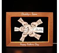 Fathers day Daddy's Team Fist Bump Light Gift, Personalized Acrylic Daddy Fist Bump LED Night Light, Custom Dad Fist Bump Gift, Father's Day Christmas Birthday Gifts for Daddy, Grandpa (Style-07)