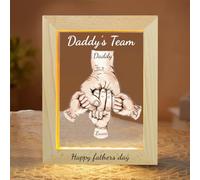Fathers day Daddy's Team Fist Bump Light Gift, Personalized Acrylic Daddy Fist Bump LED Night Light, Custom Dad Fist Bump Gift, Father's Day Christmas Birthday Gifts for Daddy, Grandpa (Style-08)